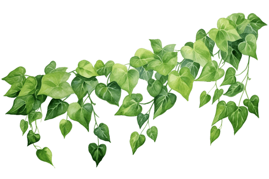 Watercolor painting of green ivy leaves isolated on a transparent background. Watercolor hand painted illustration. Tropical plants for beautiful design. Generative AI png