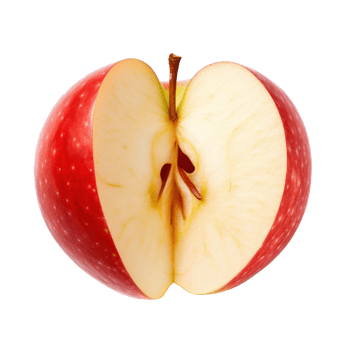 Cut half of apple isolated png