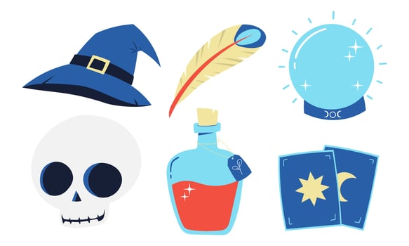 set of halloween esoteric vector