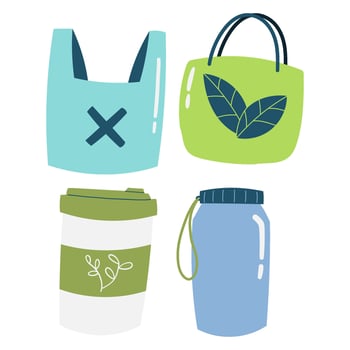 no plastic bag vector set
