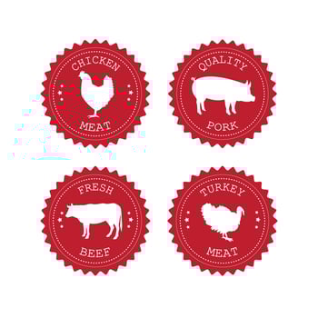 Vector set of retro red logo with domestic animals