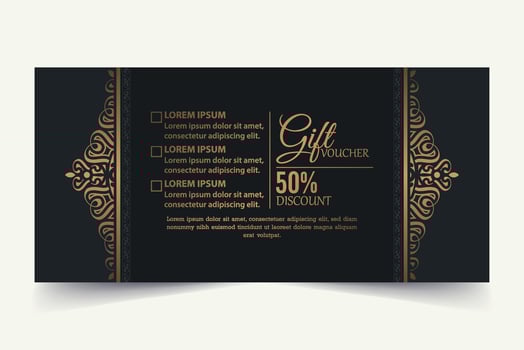Luxury gold gift voucher template vector