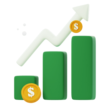 3D Finance Growth icon illustrations render of dynamic and vibrant finance growth icon designs. Perfect for visually representing financial progress, prosperity, and success in your projects. png