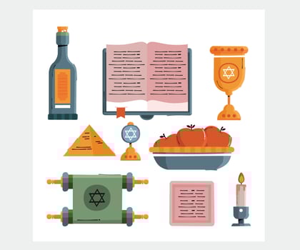Flat Passover Elements Collection vector