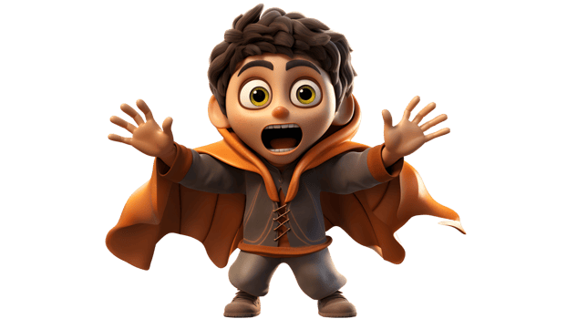 a cartoon boy with a cape and hood  ai generative png