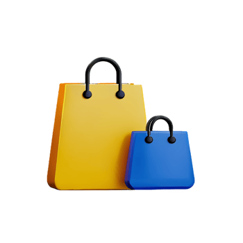 ecommerce icon rectangle shopping bags 3d illustration png