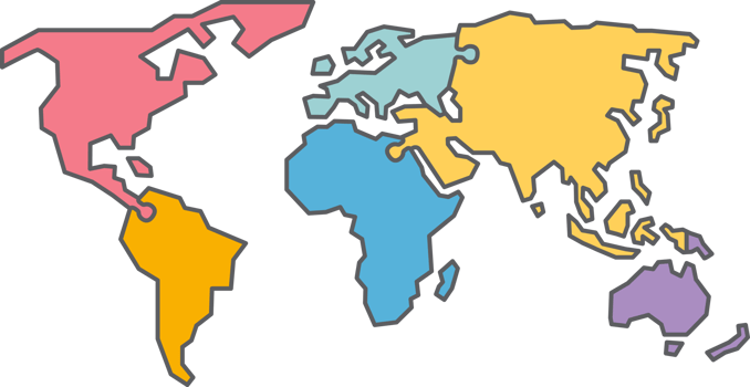 world map infographic jigsaw Flat Line png