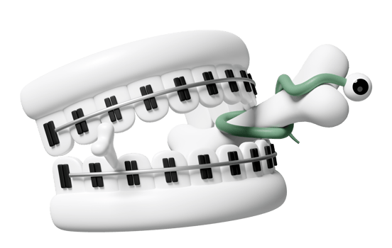 3d halloween holiday party with zombie tooth, worm, eye, skeleton isolated. 3d render illustration png
