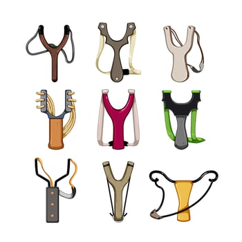 slingshot set cartoon vector illustration