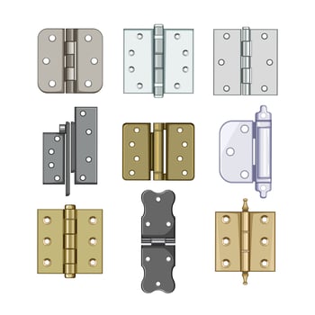 door hinge set cartoon vector illustration