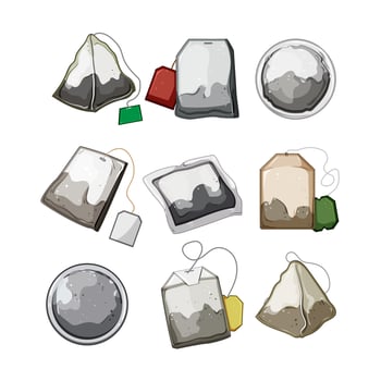 teabag set cartoon vector illustration
