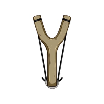 stone slingshot cartoon vector illustration