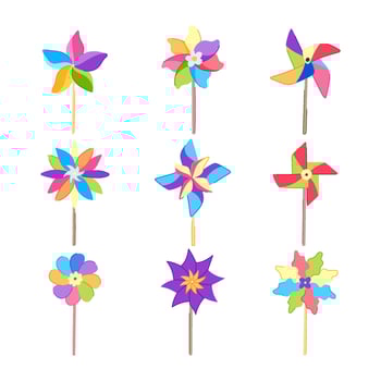 pinwheel toy set cartoon vector illustration