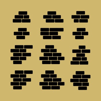 Brick blocks silhouette wall pattern vector