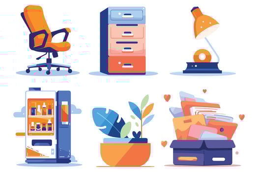 Office equipment in UX UI flat style vector