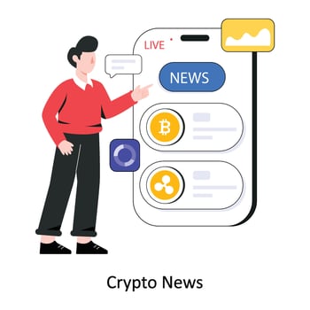 Crypto News flat style design vector illustration. stock illustration