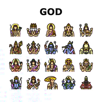 god indian hindu lord krishna icons set vector