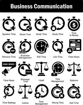 A set of 20 business icons as speaker time, share time, study time vector