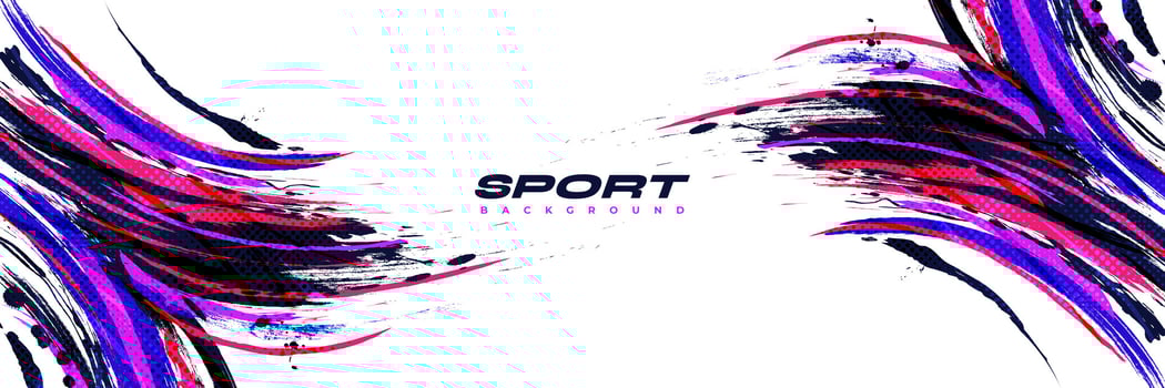 Abstract and Colorful Brush Background with Halftone Effect. Sport Banner. Brush Stroke Illustration. Scratch and Texture Elements For Design vector