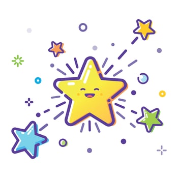 Illustration of multicolored stars. Outline illustration of the community vector