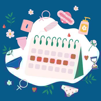 Menstrual calendar period woman concept  on a blue background vector