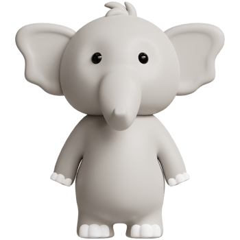 Elephant 3D Cute Animals Illustrations png