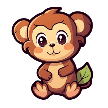 kawaii sticker, A cute Monkey stirring, designed with colorful contours and isolated. AI Generated png