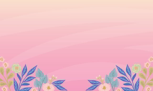 Spring floral in pink vector background. Aesthetic wallpaper design with pink flowers, flat art, Flat texture. Elegant blossom flowers illustration suitable for fabric, prints, cover.