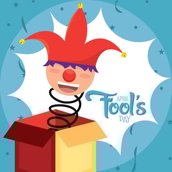 Joke box with harlequin April fools day Vector