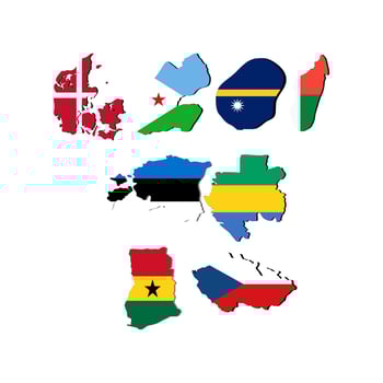 Set Of Country Map With Flag vector