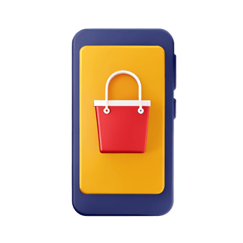 3d online shopping store with cute mobile icon ecommerce png
