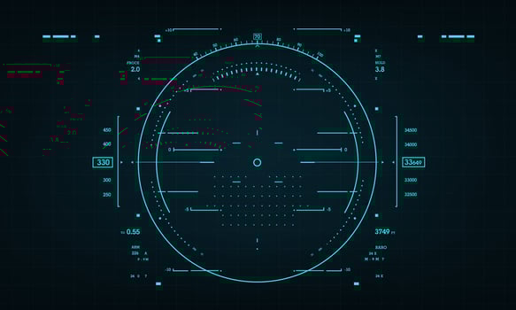 HUD sci-fi interface screen view blue on dark design virtual reality futuristic technology display vector