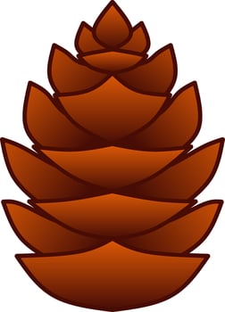 Autumn pinecone vector illustration. Conifer cone fall season icon from pine tree. Autumn graphic resource for autumn icon, sign, symbol or decoration. Pine cone with gradient for fall season design
