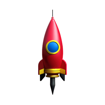 christmas 3d rocket with fireworks illustration png