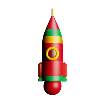 christmas 3d rocket with fireworks illustration png