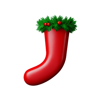 christmas 3d red stockings with mistletoe illustration png