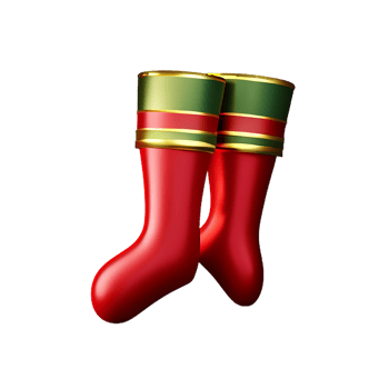 christmas 3d red stockings with mistletoe illustration png