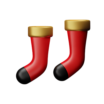 christmas 3d red stockings with mistletoe illustration png