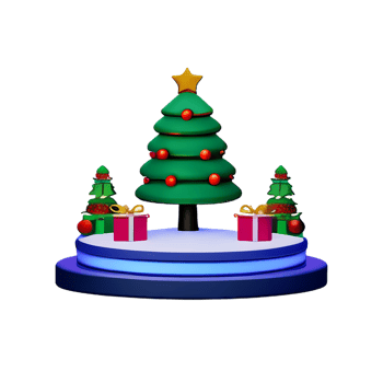 christmas 3d podium with snowflakes illustration png