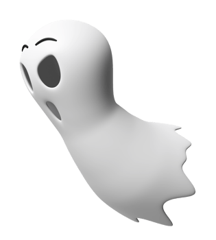 3d halloween day concept with cute ghost isolated.  3d render illustration png