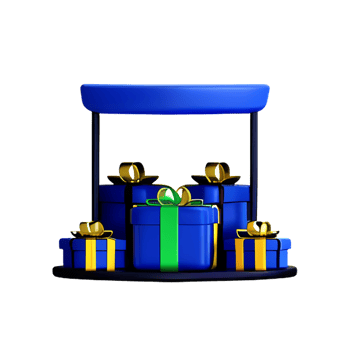 3d set of blue black gold gifts with white gold ribbon png