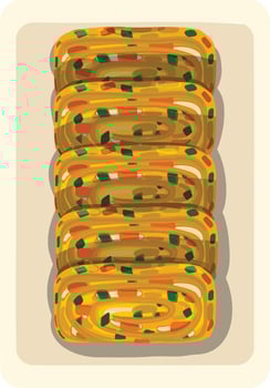 Top View Gyeranmari, Korean Rolled Omelette Illustration Vector