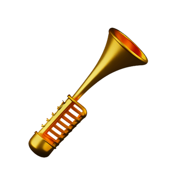 christmas 3d gold trumpet illustration png