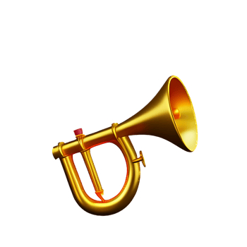 christmas 3d gold trumpet illustration png