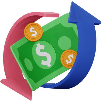 Cash flow 3d rendering isometric icon. png