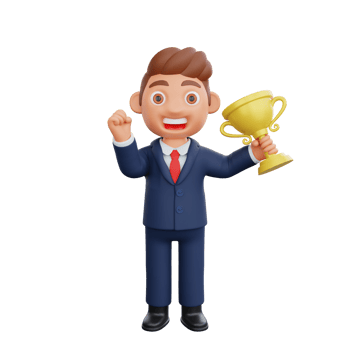 3d Businessman got trophy png
