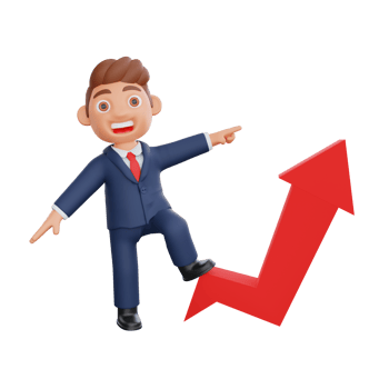 3d Businessman pushing growth arrow upwards png