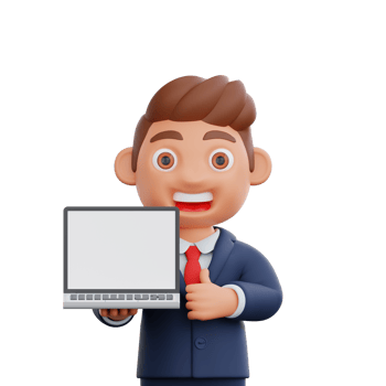 3d Businessman showing laptop screen png