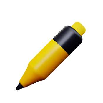 3d illustration of highlighter school education icon png