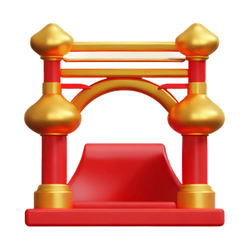 chinese new year icon gold temple gate 3d render png